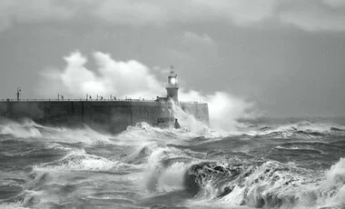 Hurricane in black and white