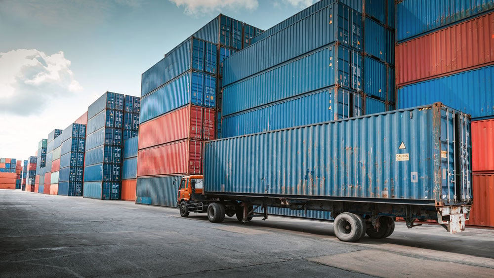 Containers in port ship yard